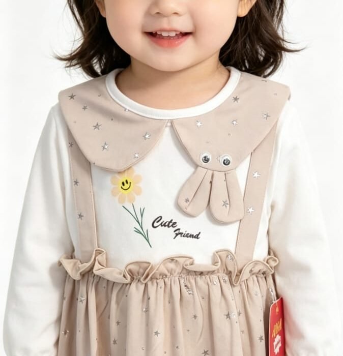 RABBIT FROCK Toddler Girls 3-Piece Dress Set with Pants & Mini Pouch