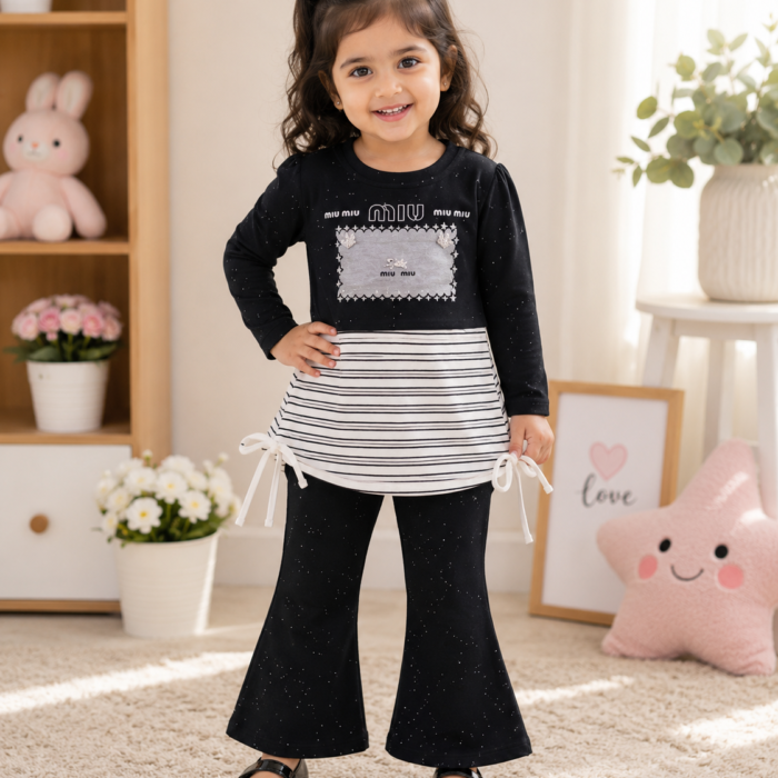 Toddler Girls Red Tunic Top with Flared Trousers 