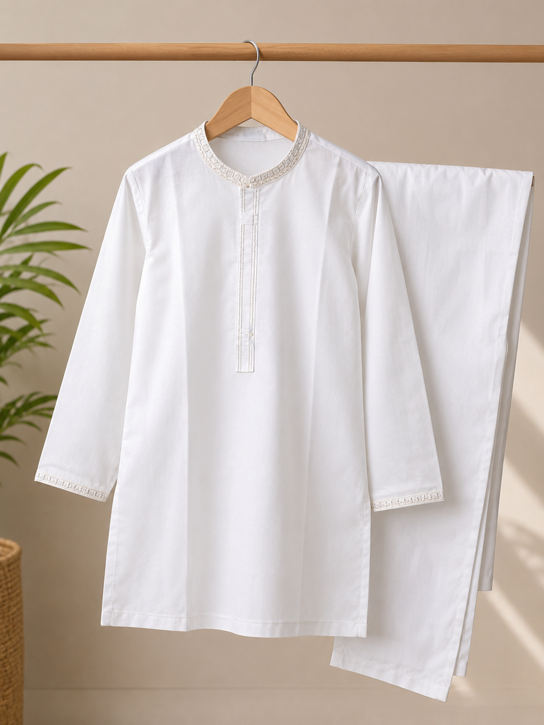 Kids White Kurta Pajama Set – Traditional Ethnic Wear for Boys - Image 3