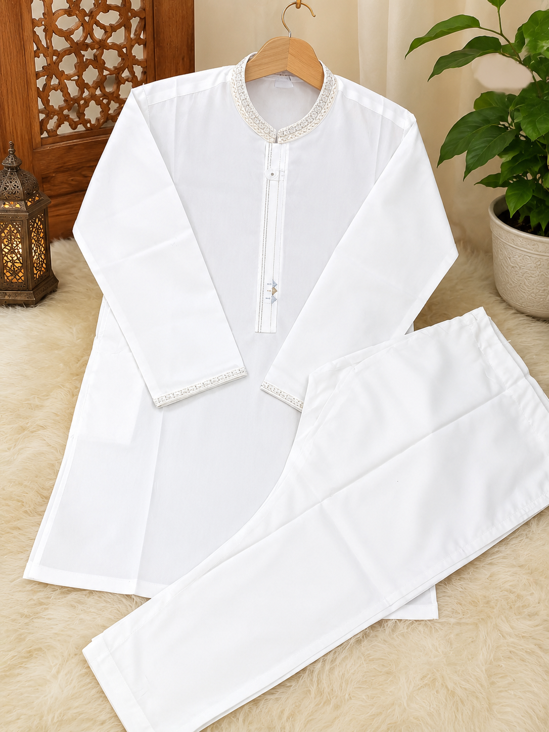Kids White Kurta Pajama Set – Traditional Ethnic Wear for Boys - Image 4