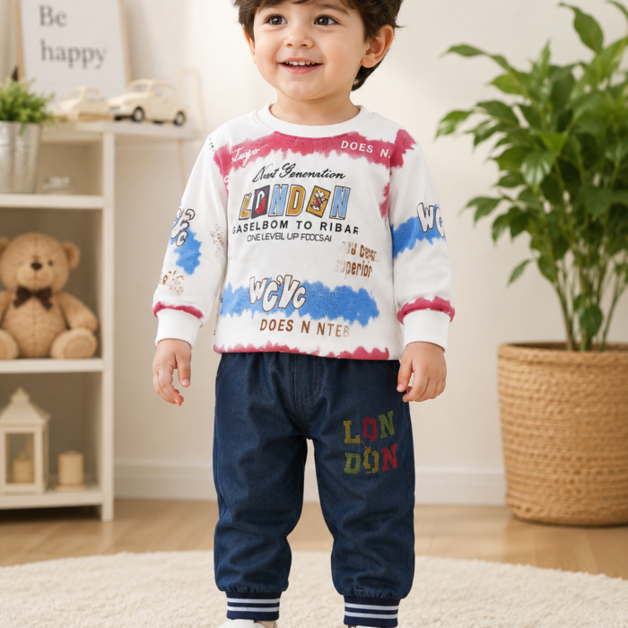 Baby Boys Graphic Sweatshirt & Denim Pants set