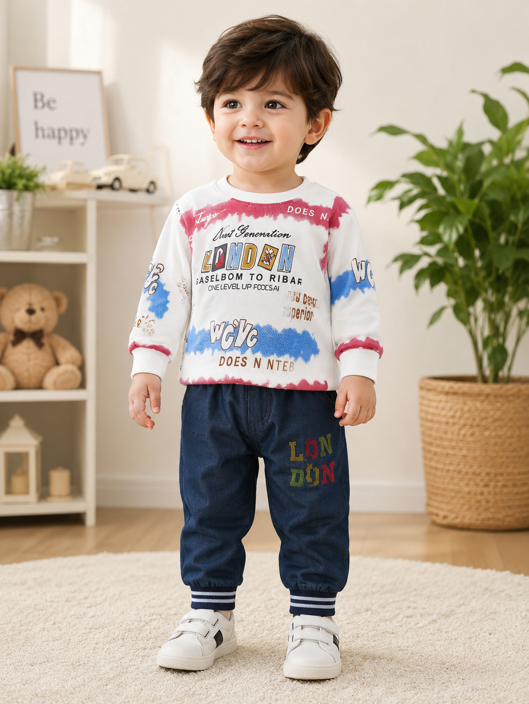 Baby Boys Graphic Sweatshirt & Denim Pants set