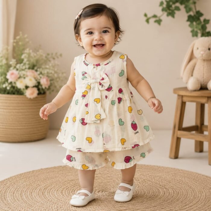 Toddler Girls Printed T Dress & Shorts Set